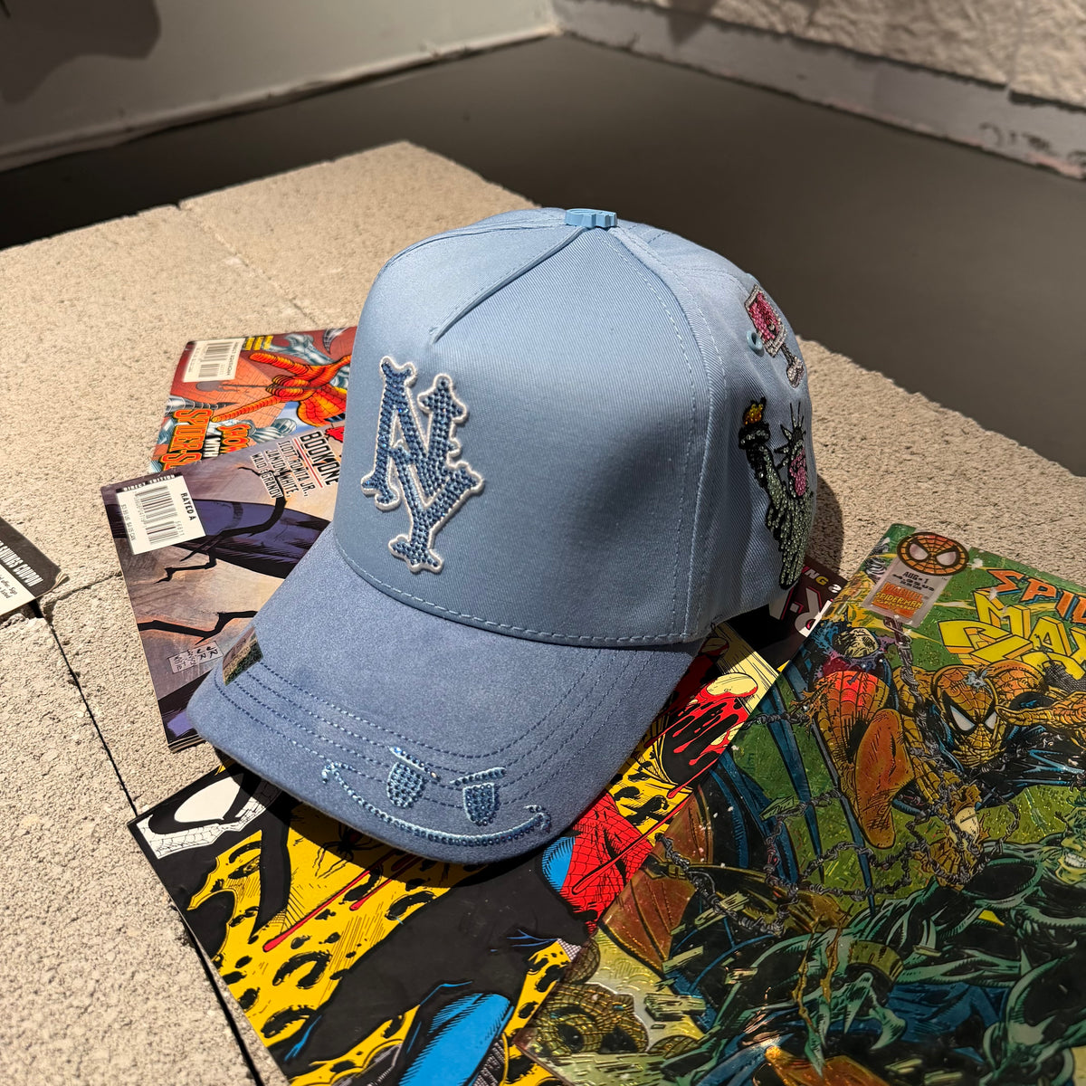 Capfans Cap - light blue cap with embroidered "NY" letters