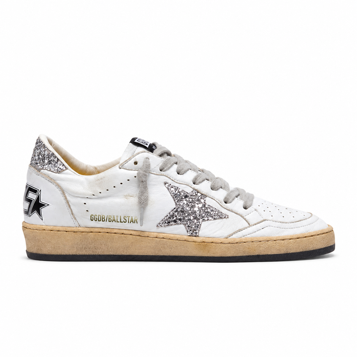 Golden goose ballstar white sky glitter